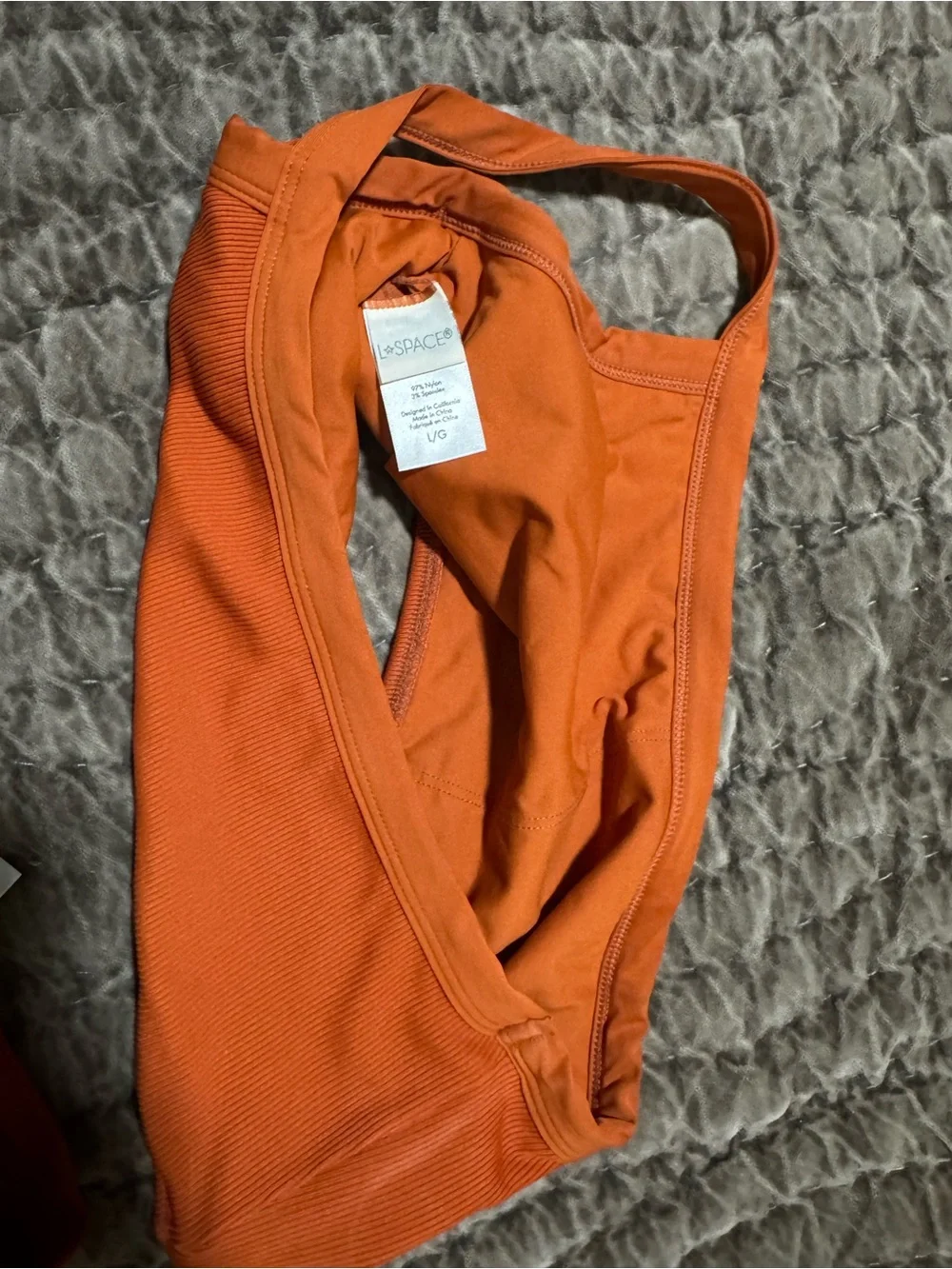 One-Shoulder Ribbed Bikini Set in Burnt Orange
